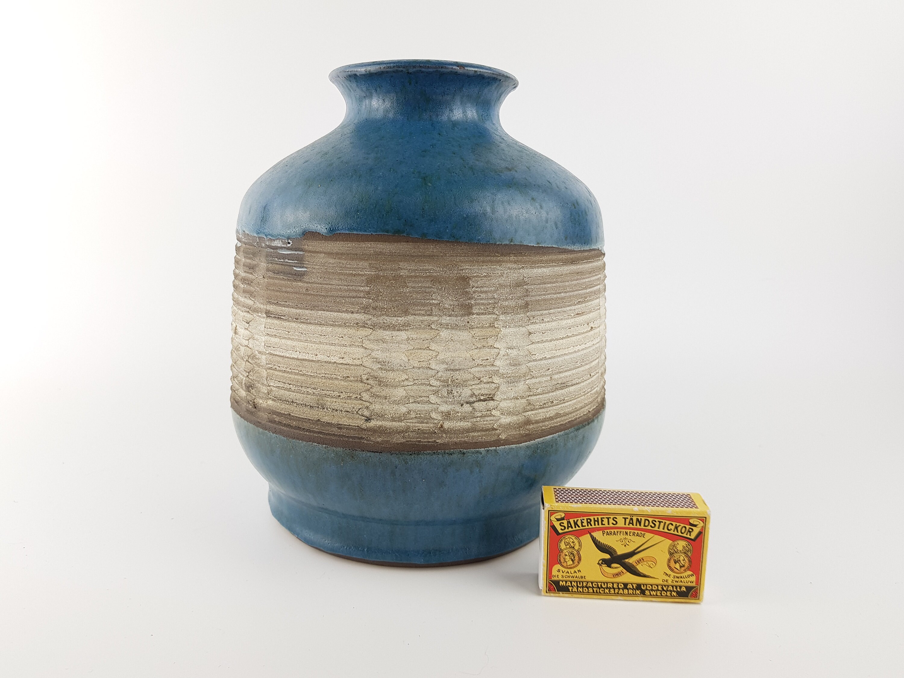 ヴィンテージ KARL JUTTNER ブルースタジオアート陶器花瓶 東ドイツ