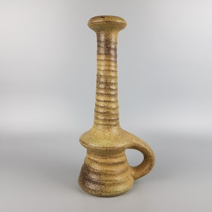 Vintage VEST KERAMIEK Greenish Beige Brown Handled Vase Dutch Pottery K13 1970s
