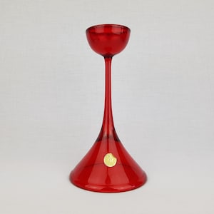 Vintage WMF Rubinröd glasljusstake av Cari Zalloni Västtyskland 1970-talet