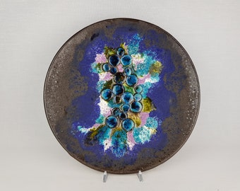 Ruscha West Germany Wall Plate Fat Lava Blue Rare 70s Relief