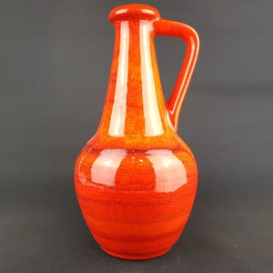 Vintage Reddish Orange BAY KERAMIK Fat Lava Vase 67-30 West German Pottery 1960s