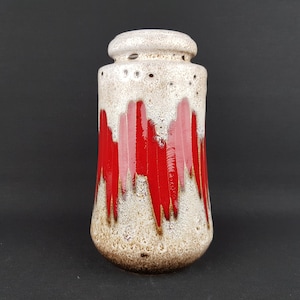 Vintage SCHEURICH KERAMIK Beige Fat Lava Vase With LORA Decor 549 21 West German Pottery 1970s