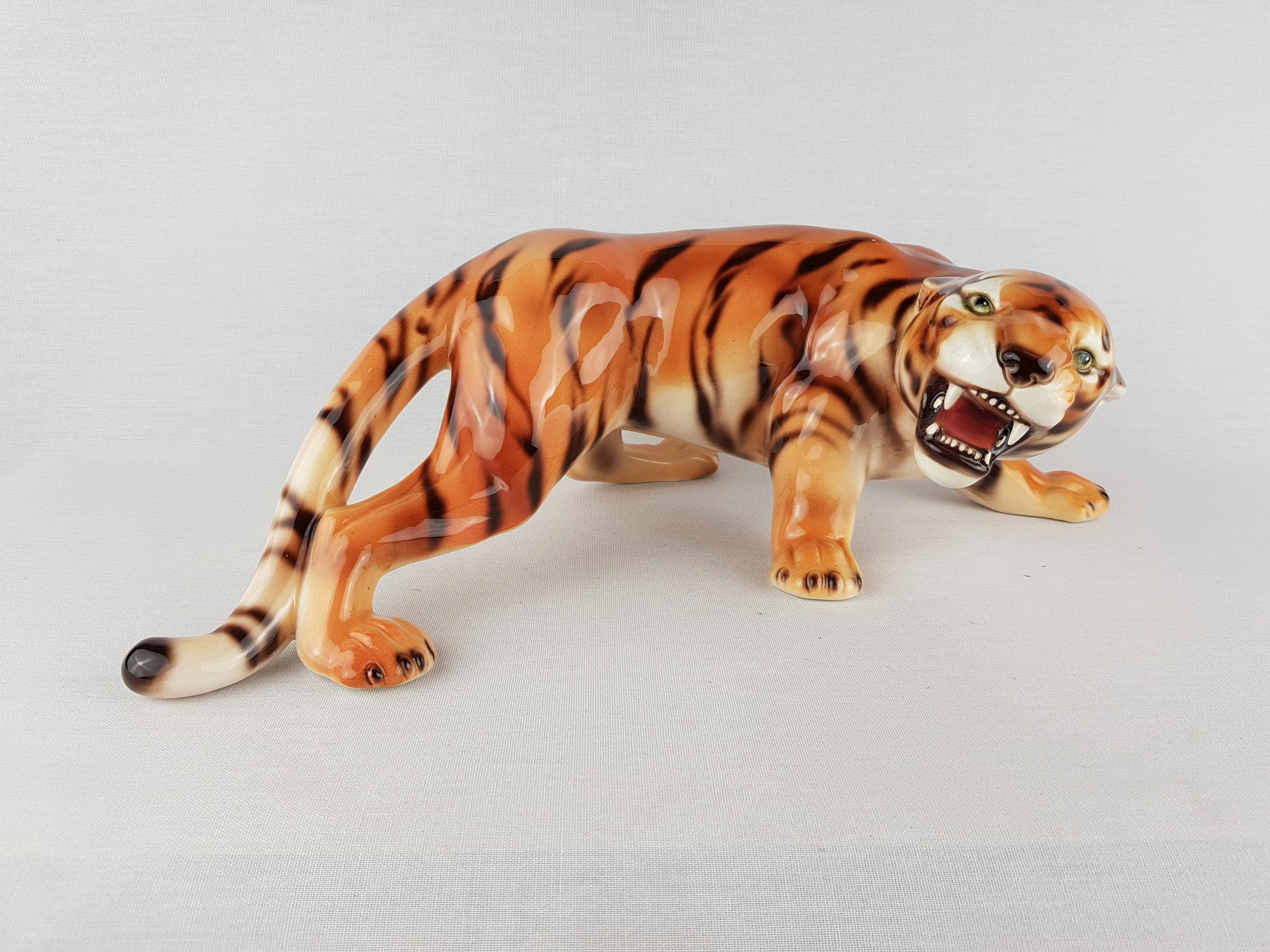 Vintage Ceramic Tiger Figurine - Etsy