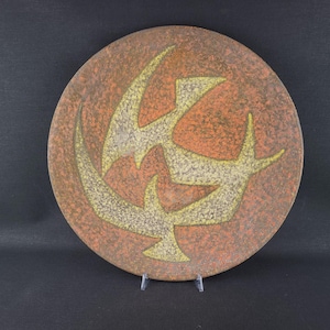 Vintage COR UNUM Abstract Birds Wall Plate 424A, Dutch Studio Pottery 1960s