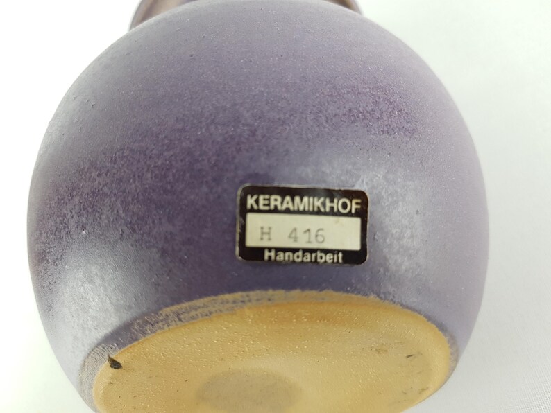 Vintage STUDIO ART POTTERY Purple Vase With Folded Rim Germany 1960-70 ...