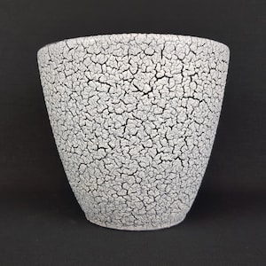 Large Vintage JASBA KERAMIK White Fat Lava Planter Flower Cache Pot with CORTINA Decor West German Pottery 1950s