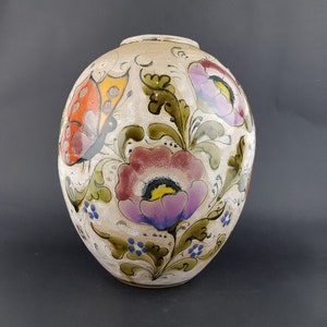 Vintage Italiaanse handgeschilderde vaas van ELIO SCHIAVON en Gunter Erhart voor SKK Ceramic Studio 1960's