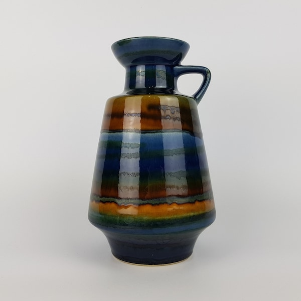 Vintage DUMLER UND BREIDEN  Handled Blue, Green and Brown Vase 311/20 West German Pottery 1960s