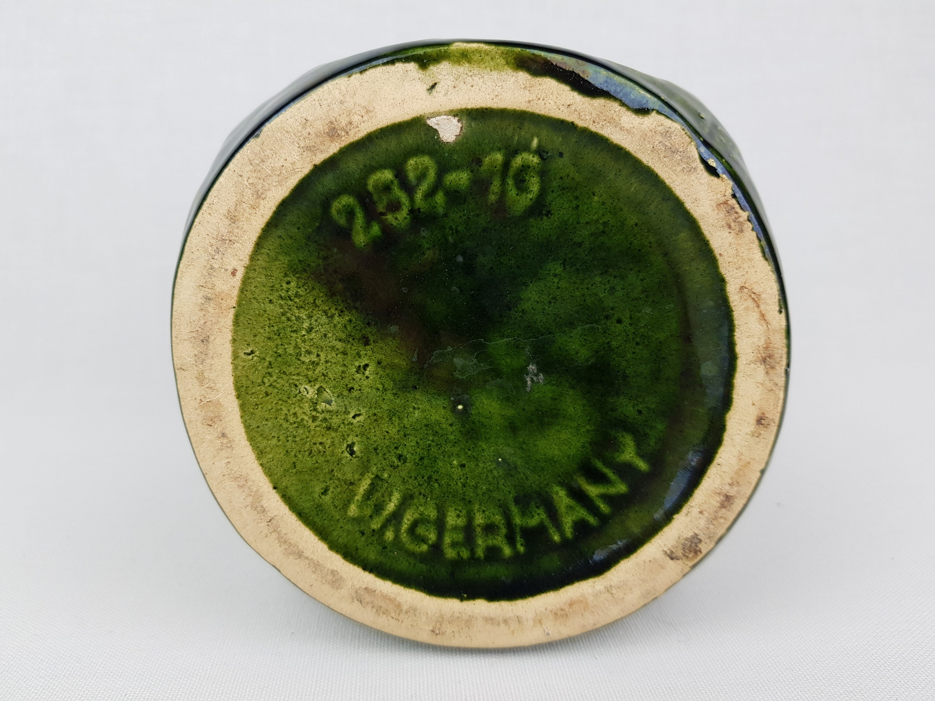Vintage SCHEURICH KERAMIK Green Vase 282 16 With JURA Decor