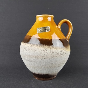 Vintage CARSTENS KERAMIK Ochre and White Vase 1522 14 West German Pottery 1960s
