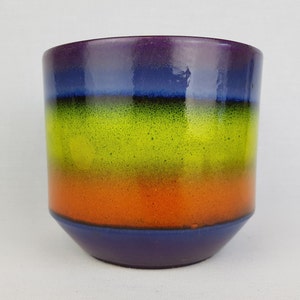 Vintage DUMLER & BREIDEN KERAMIK Purple Green Orange Planter / Flower Pot West German Pottery 1960s 1970s