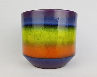 Vintage DUMLER & BREIDEN KERAMIK Purple Green Orange Planter / Flower Pot West German Pottery 1960s 1970s