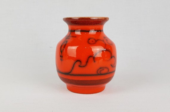 Vintage FLORA GOUDA HOLLAND Ceramic Orange Vase With Tokio