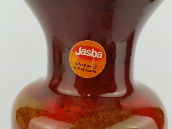 Vintage Colorful JASBA KERAMIK Fat Lava Trumpet Vase N602 10 18