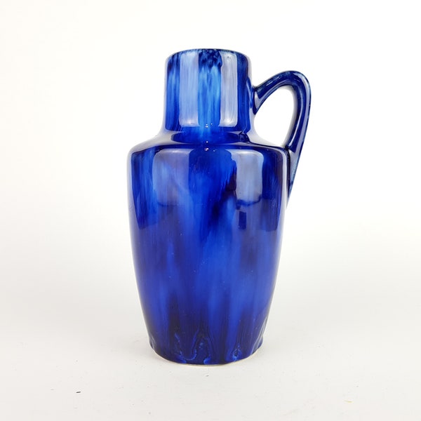 Vintage SCHEURICH KERAMIK Blue Drip Glaze Vase 405 13.5 West German Pottery Fat Lava Era