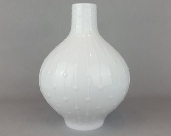 Vintage White HUTSCHENREUTHER Porzellan Op Art Porcelain Vase 1970s