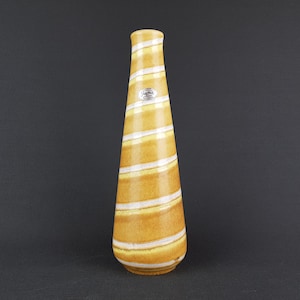 Vintage JASBA KERAMIK Yellow Vase 599 West German Pottery 1950s With Original Jasba Sticker