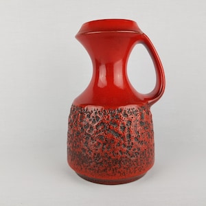 Vase vintage STEULER KERAMIK avec poignées en gros lave rouge 315-25 poterie ouest-allemande des années 1960