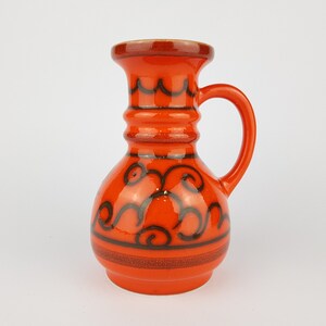 Vintage FLORA GOUDA HOLLAND Keramiek Orange Handled Vase 735 Dutch Pottery 1970s
