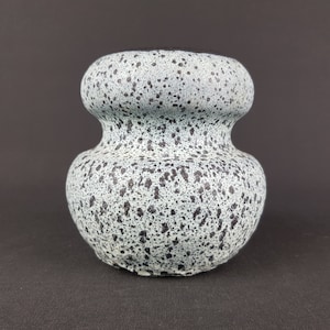 Vintage STUDIO POTTERY By Gerda KORTING Black and Blueish White Fat Lava Vase 1960-1970s