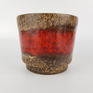 Vintage SCHEURICH KERAMIK Brown and Reddish Orange Planter Flower Pot 806-12 West German Pottery 1970s