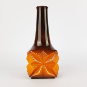 Vintage RIEBER PORZELLAN Brown Orange Op Art  Porcelain Vase from Mitterteich Bavaria Germany 1970s