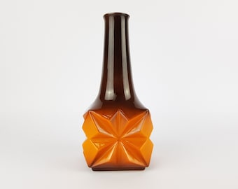 Vintage RIEBER PORZELLAN Brown Orange Op Art  Porcelain Vase from Mitterteich Bavaria Germany 1970s
