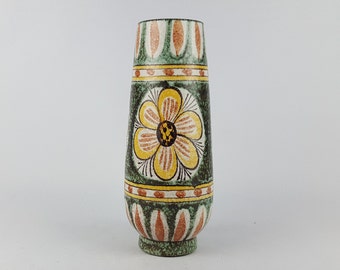 Vintage RUSCHA Keramik Green Fat Lava Vase with Floral Kairo Decor 1960s #