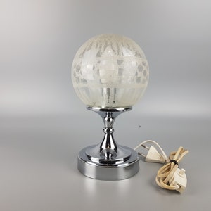 Vintage Footed Plastic TABLE LAMP with Frosted Plastic Light Ball Space Age West German Pottery 1970s
