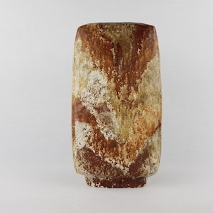 Vintage RUSCHA KERAMIK Brown and Beige Square Vase West German Pottery 1970s