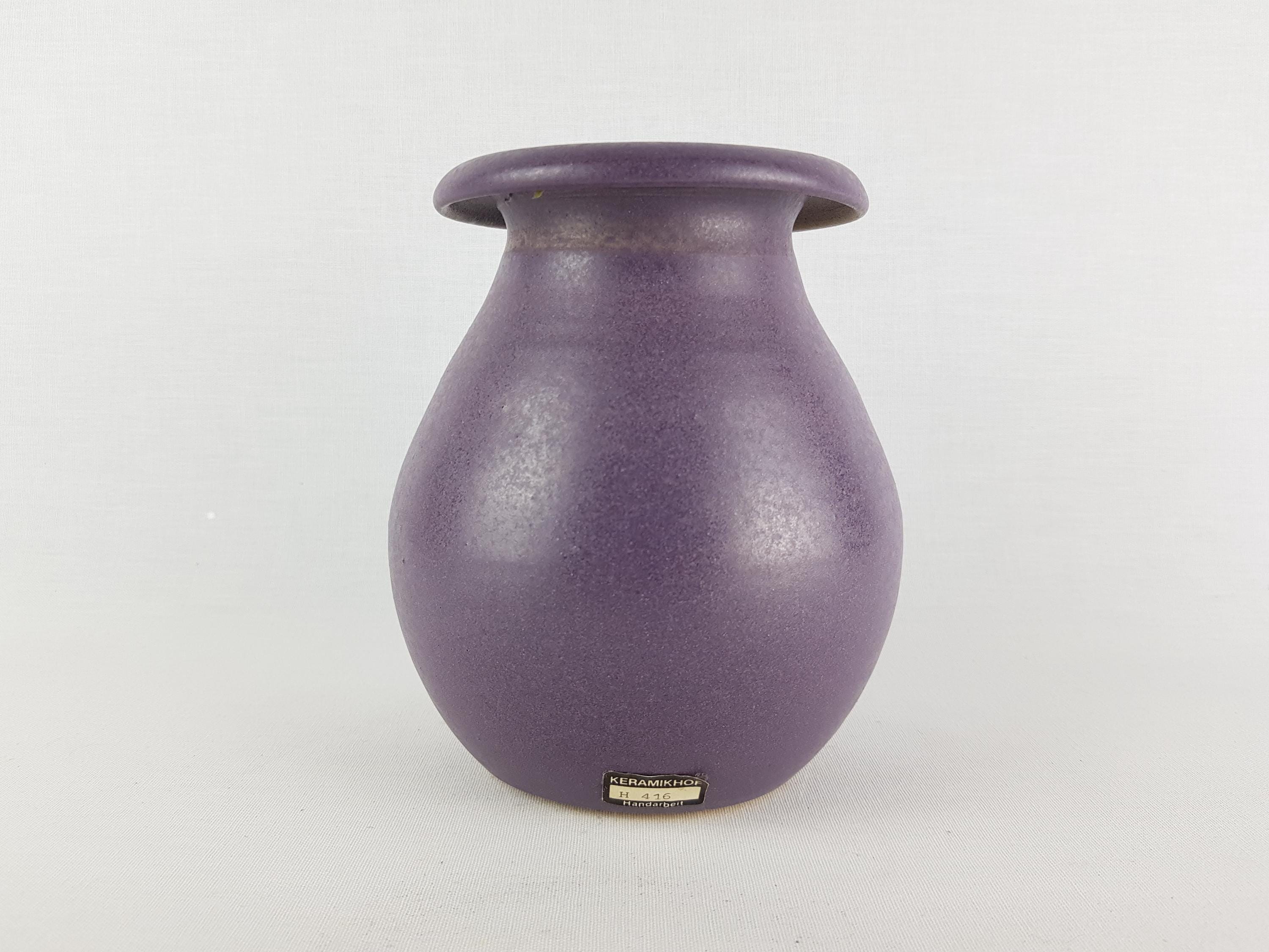 Vintage STUDIO ART POTTERY Purple Vase With Folded Rim Germany 1960-70 ...
