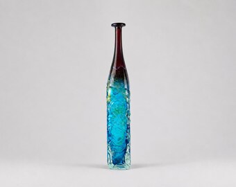 Vintage Czech CHLUM U TREBONE Blue and Green Glass Vase by Jan
