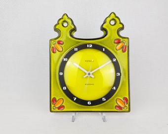 Vintage KIENZLE ELECTRONIC Apple Green Ceramic Kitchen Clock West German Pottery 1970s