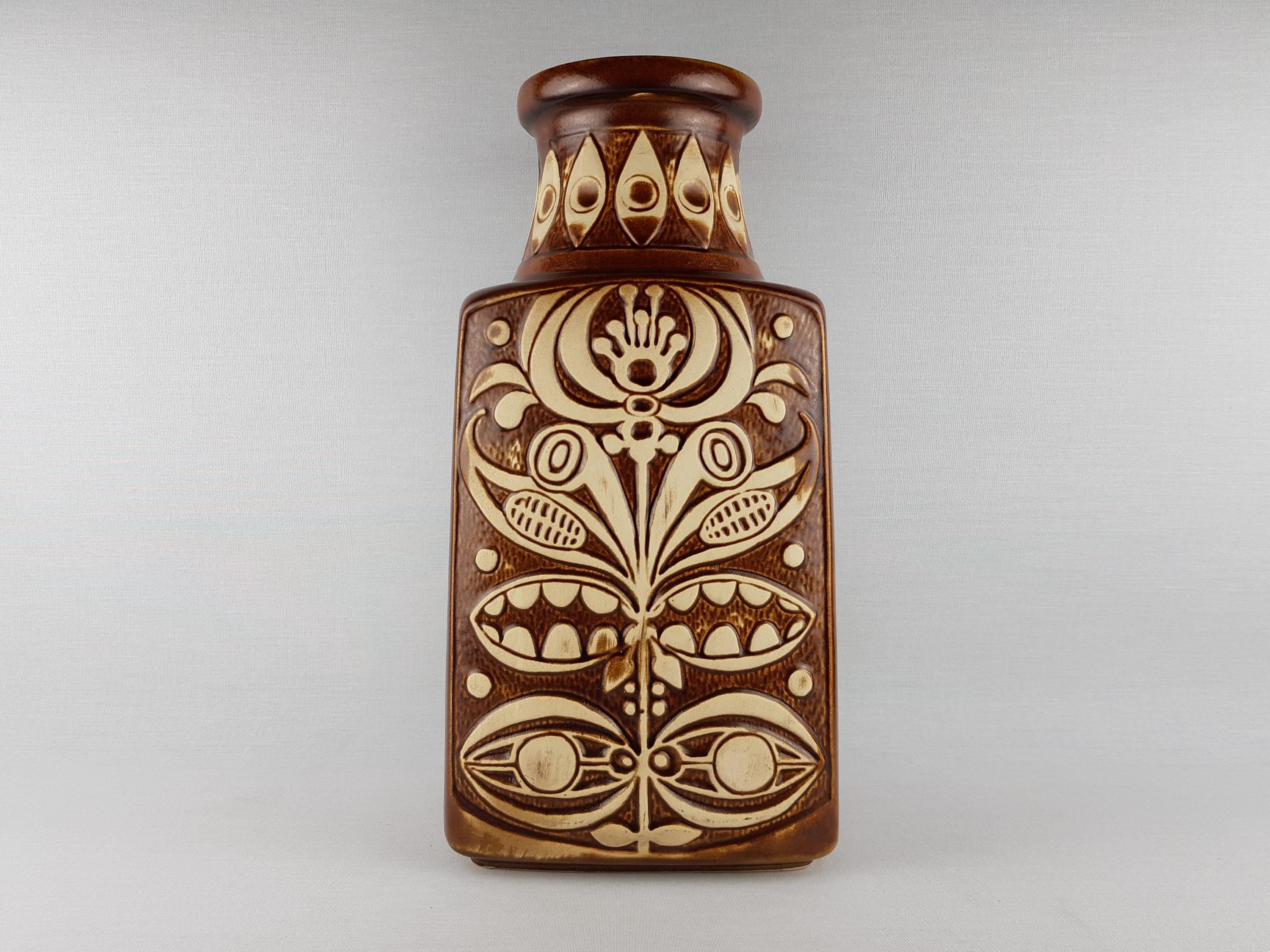 Vintage BAY KERAMIK Brown Beige Floor Vase 96 45 Designed by Ernst