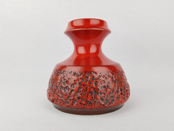 Vintage STEULER KERAMIK Red Fat Lava Vase 319-15 West German