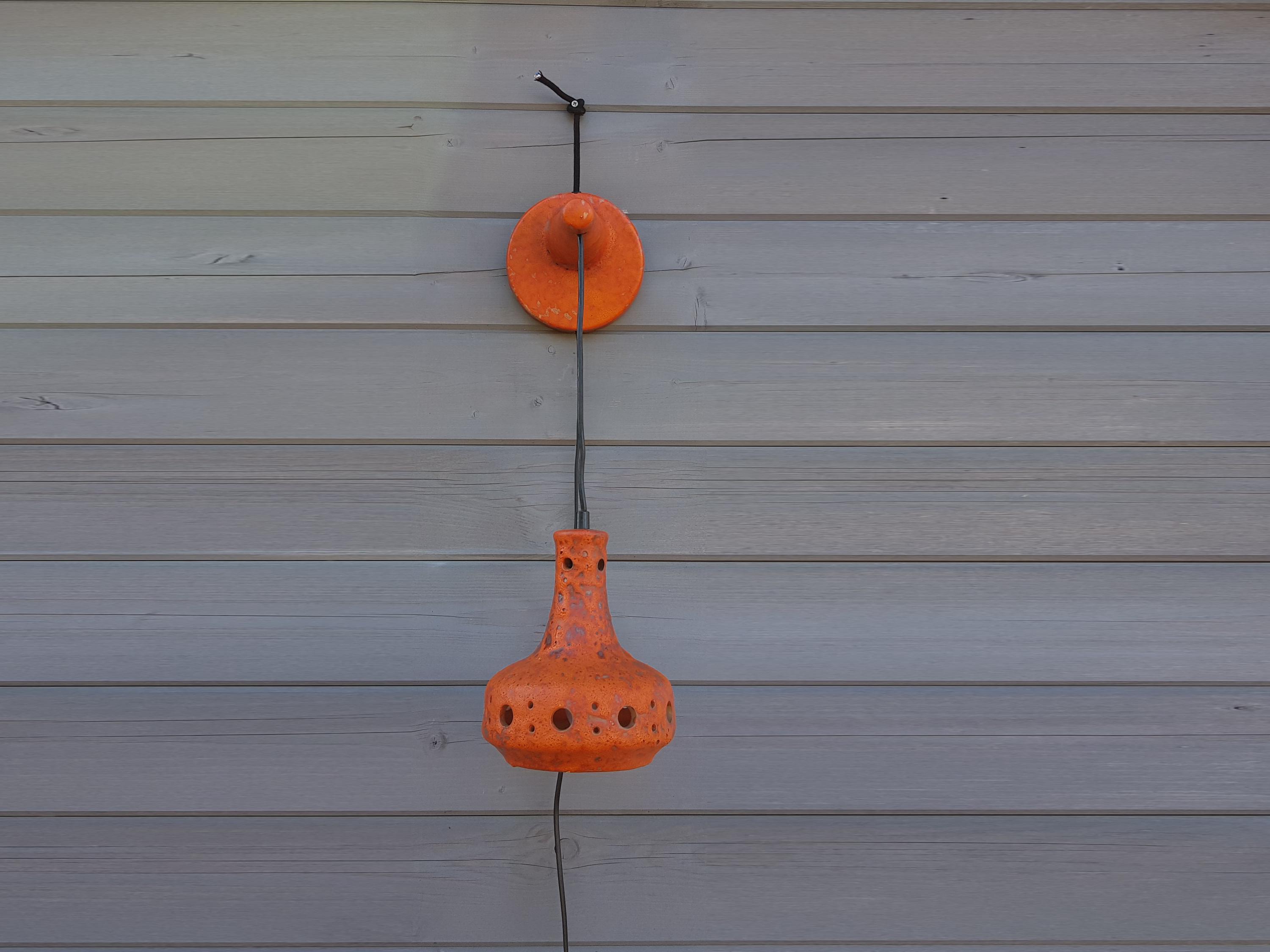 Vintage VAN DIJK Alblasserdam Fat Lava Wall Lamp, Dutch Pottery