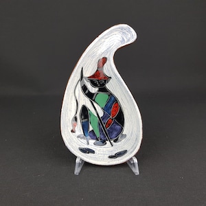Vintage Italian Pottery Dish/Bowl with Hand Painted Fisherman Italian Collectible Pottery 1950-60s