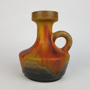Vintage RERA KERAMIK Orange Yellow Brown Fat Lava Vase West German Pottery 1970s