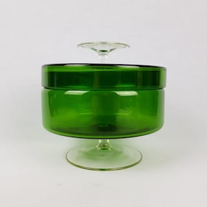 Vintage ROYAL LEERDAM KRISTALUNIE Green Cookie Jar by Floris Meydam Dutch Glass Art