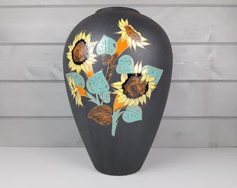 Vintage RUSCHA Keramik Vase with Enzian decor, West German