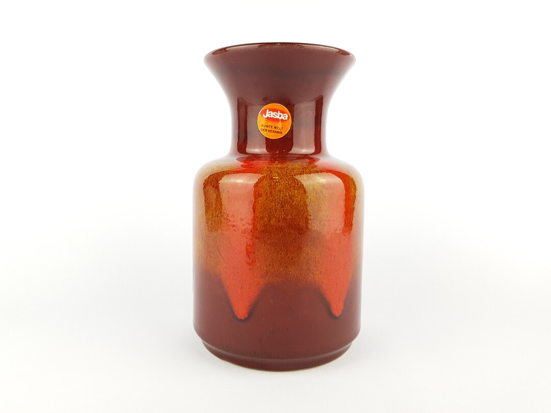 Vintage Colorful JASBA KERAMIK Fat Lava Trumpet Vase N602 10 18