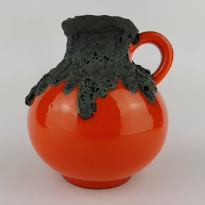 Vintage Orange ROTH KERAMIK Fat Lava Jug Vase West German Pottery 1970s