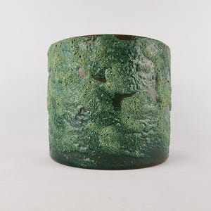 Maceta vintage MAREI KERAMIK verde de 1 1/3 con decoración "Amazonas", cerámica de Alemania Occidental, años 70-80.