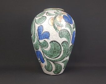 Vintage RUSCHA Keramik Vase With Enzian Decor, West German