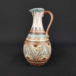 Vintage UBELACKER (U-KERAMIK) Hand Painted Pitcher Vase West German Pottery 361 Decor &quot;Diana&quot; 1953