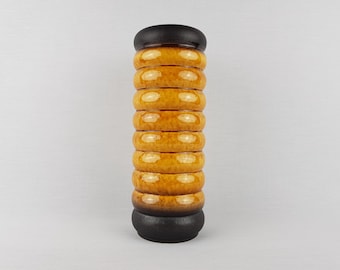 Vintage CARSTENS KERAMIK Ocher and Black Hooped Vase 0102-25 West German Pottery 1967s