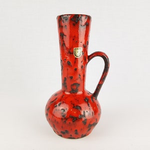 Vintage FOHR KERAMIK Red Fat Lava Vase 100 Jahre Anniversary West German Pottery 1958