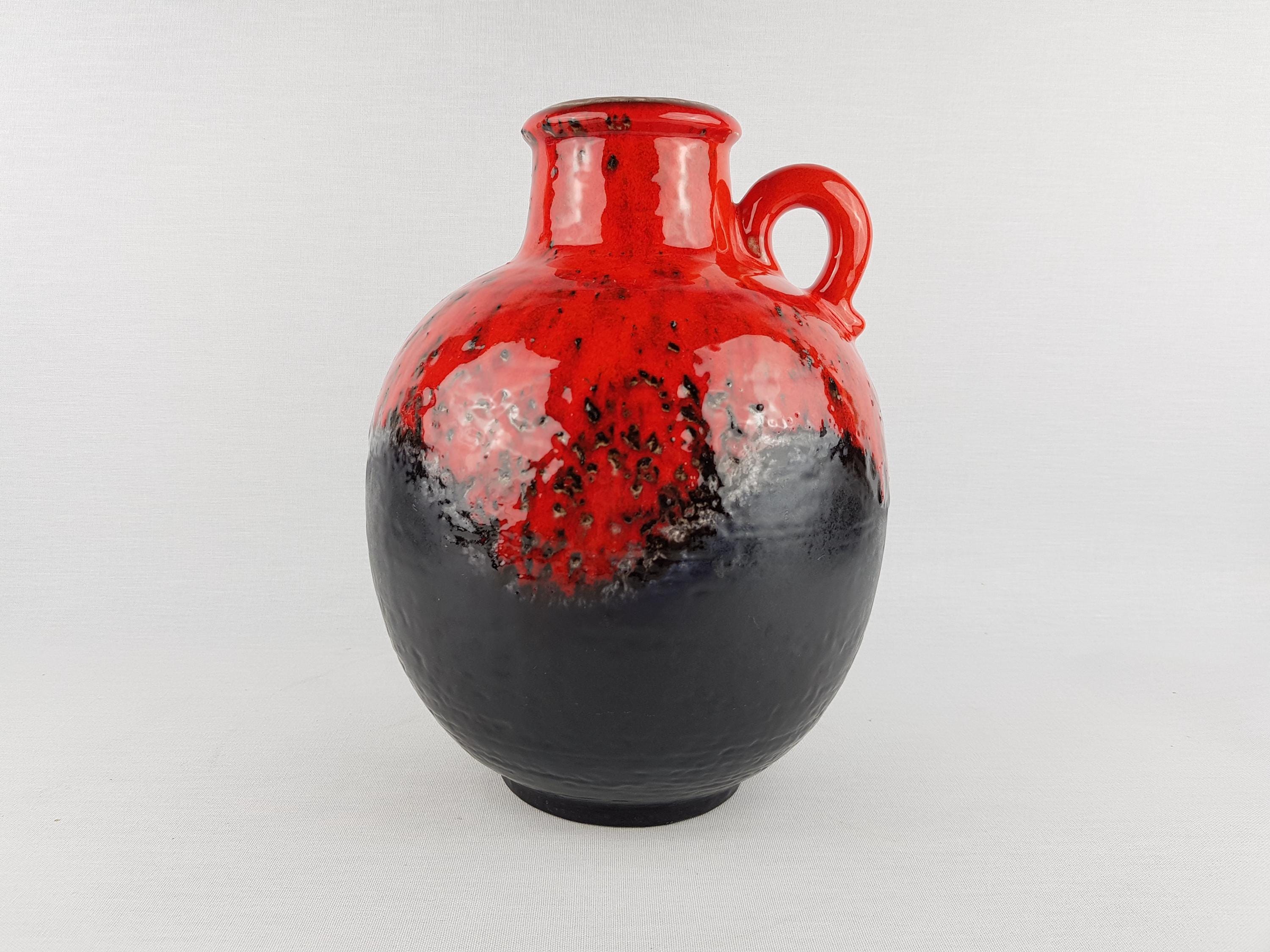 【希少】西ドイツ製 ヴィンテージ鉢カバー Carstens Tönnieshof Vintage CARSTENS ATELIER Tonnieshof Black and Red Textured Vase