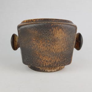 Vintage LORÉ KERAMIEK BEESEL Brown Double Knobs Planter Flower Pot B146 Dutch Pottery 1970s