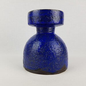 Vintage GERHARD LIEBENTHRON Studio Art Pottery Blue Vase West Germany 1970s